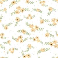 schattig aquarel gele kosmos bloemen naadloos patroon vector