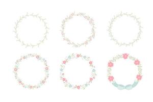 minimale zoete pastel krans bloemen frame collectie set vector