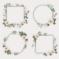 witte camellia bloemboeket krans frame collectie vlakke stijl vector