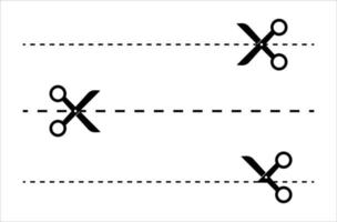 schaar met gesneden lijn icoon. langs de contour snijden. eenvoudige vectorillustratie vector