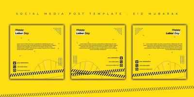 gelukkige dag van de arbeid ontwerp met geel ontwerp. set van social media postsjabloon. vector
