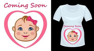 aankondiging zwangerschap baby in hart frame print shirt vector