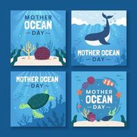 moeder oceaan dag social media postsjabloon vector