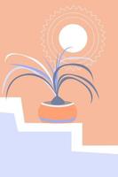 abstracte minimalistische boho plant in vaaspatroon backround. vector