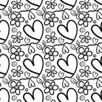 bloemen valentijn harten doodle lijnpatroon vector