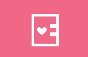 e liefde hart alfabet letterpictogram logo met roze kleur en lijn. creatief ontwerp voor een datingsitebedrijf of bedrijf vector