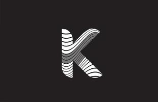 zwarte en witte lijnen k alfabet letter pictogram logo ontwerp. creatieve sjabloon voor bedrijven vector