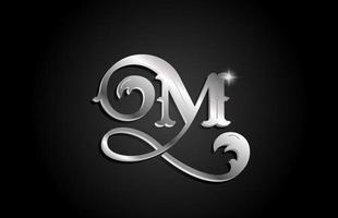 zilver metalen m alfabet letter pictogram logo ontwerp. creatieve sjabloon voor bedrijf of bedrijf met grijze kleur vector