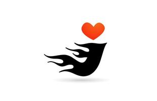 j alfabet letterpictogram logo ontwerp. creatieve sjabloon voor zaken met liefdeshartvlammen vector