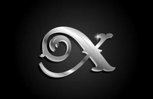 zilver metalen x alfabet letter pictogram logo ontwerp. creatieve sjabloon voor bedrijf of bedrijf met grijze kleur vector