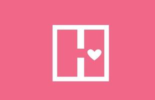 h liefde hart alfabet letterpictogram logo met roze kleur en lijn. creatief ontwerp voor een datingsitebedrijf of bedrijf vector