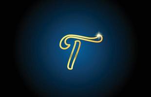 gouden lijn t alfabet letter logo pictogram ontwerp. creatieve luxe sjabloon voor zaken en bedrijven vector