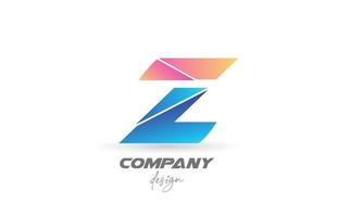 kleurrijke z alfabet letterpictogram logo met gesneden ontwerp en blauw roze kleuren. creatieve sjabloon voor zaken en bedrijf vector