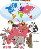 educatieve illustratie met cartoon Aziatische dieren vector