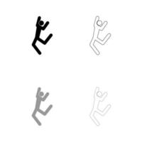 danser stick set zwart wit pictogram. vector