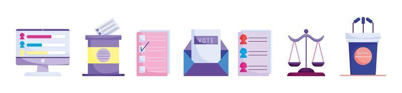 stemmen en verkiezingen icon set vector