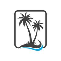 palmboom icoon van zomer en reizen logo vector illustratie