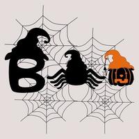 pompoen- en spinontwerpen voor halloweennacht vector