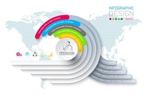 Cirkelorigami de bedrijfs van Infographics met de vectorillustratie van de schaduwstijl. vector