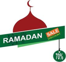 ramadan verkoop banner 70 procent korting. ontwerp met een moskee icon.for de viering van de islamitische religie. moderne sjablonen voor wenskaarten, brochures, posters en banners vector