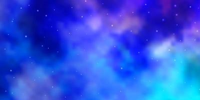 lichtroze, blauwe vectorlay-out met heldere sterren. vector
