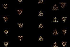 donkergroene, gele vectorachtergrond met mysteriesymbolen. vector