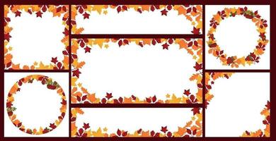 set banners met kleurrijke herfstbladeren. vector cartoon stijl