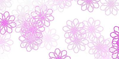 lichtroze vector doodle patroon met bloemen.