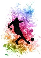 silhouet van een voetbal of voetballer op aquarelachtergrond vector