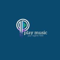 logo-ontwerp of pictogram muziekspeler eenvoudig een elegante en eenvoudige afspeelknop vector