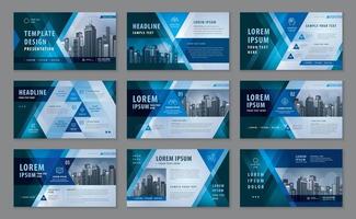 moderne presentatiesjablonen, abstracte geometrische blauwe driehoek achtergrond vector voor banner, flyer, presentaties, brochures
