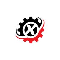 Brief X Gear Logo ontwerpsjabloon