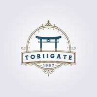 traditionele japanse torii poort logo, vintage lijntekeningen japanse poort logo vector sjabloon illustratie grafisch ontwerp