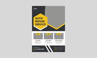 auto reparatie flyer sjabloon, auto service flyer, auto reparatie poster folder ontwerp, a4-formaat, omslag, flyer, drukklaar vector