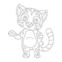 kleurplaat paginaoverzicht van schattige kat dier kleurplaat cartoon vectorillustratie vector