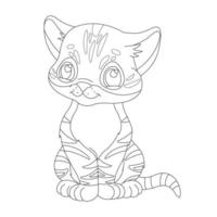 kleurplaat paginaoverzicht van schattige kat dier kleurplaat cartoon vectorillustratie vector