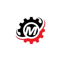 Letter M Gear Logo ontwerpsjabloon vector