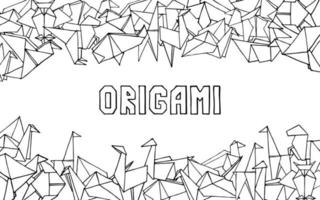 origami dieren hand getrokken doodle set vector