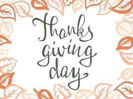 handgetekende happy thanksgiving typografie. kalligrafie belettering vector