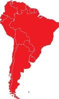 rood gekleurde overzichtskaart van Zuid-Amerika. politieke Zuid-Amerikaanse kaart. vector illustratie