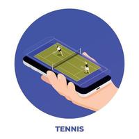 smartphone tennis ronde compositie vector