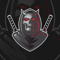 reaper schedel moordenaar samurai gaming logo ontwerp vector