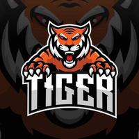 boos tijger mascotte gaming logo ontwerp vector