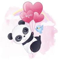 schattige panda in aquarelillustratie vector