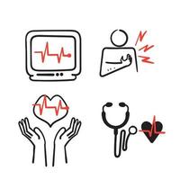 hand getrokken doodle hart gezondheid pictogram illustratie vector geïsoleerd