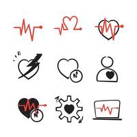 hand getrokken doodle hart gezondheid pictogram illustratie vector geïsoleerd
