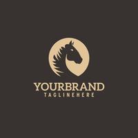 Paardenhoofd logo. Eenvoudig elegant één kleurensilhouet. vector