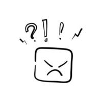 handgetekende negatief denken, slechte ervaringsfeedback, ongelukkige klant, moeilijke klant, slechte servicekwaliteit, boos rood gezicht, gekke emoticonsticker, haat en woedend, doodle vector