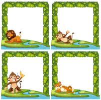 Set van wilde dieren op aard frame vector