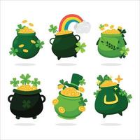 st. patricks day pot met gouden sticker vector